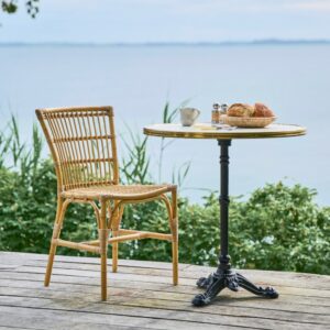 Chaise de table de jardin en alu couleur naturelle avec guéridon