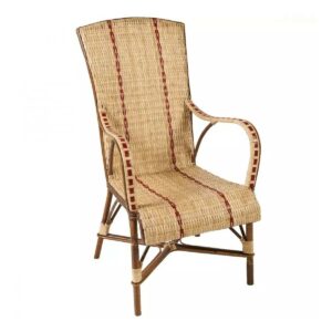 Fauteuil esprit vintage haut dossier en rotin