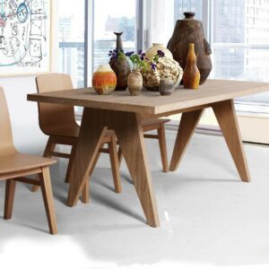 Table à manger placage bois naturel avec chaises