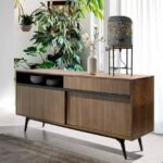 Buffet bas en bois d'acajou pieds métal
