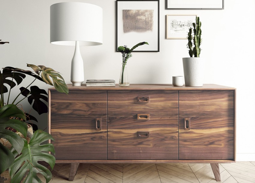 Buffet moderne en bois style scandinave en noyer