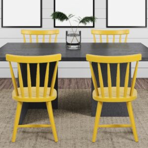 Chaises de salle à manger jaunes à barreaux style scandinave