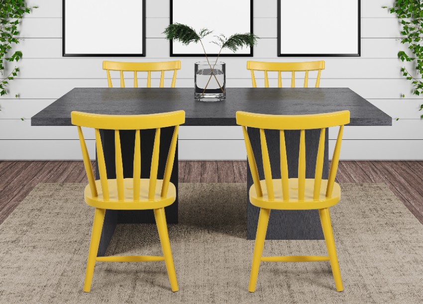 Chaises de salle à manger jaunes à barreaux style scandinave