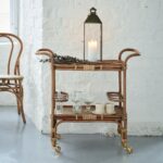 Desserte en rotin vintage avec roulettes