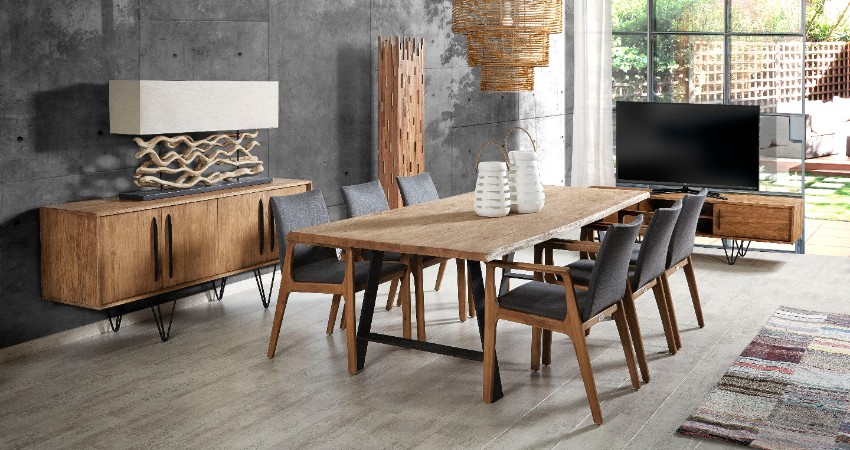 Tables chaises et meubles de rangement de salle à manger en bois massif