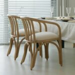 Fauteuil de salle à manger en rotin avec coussin d'assise