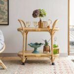desserte roulante en rotin vintage kok