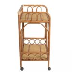 Table avec roulettes 2 plateaux en rotin