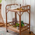 Table sellette roulante en rotin