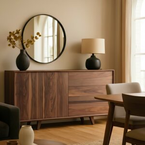 Buffet design noyer style scandinave