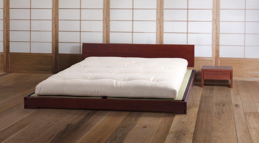 Lit bas japonais 2 places avec matelas futon