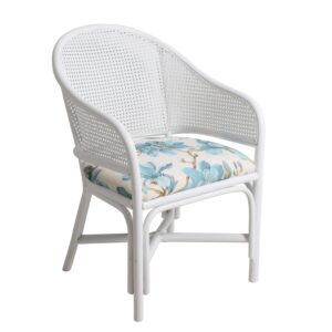 Fauteuil rotin blanc avec dossier cannage