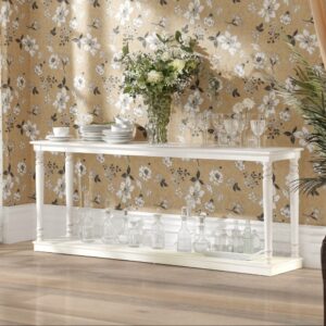 Console blanche en pin massif et placage pin