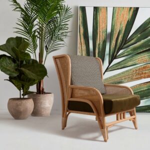 Fauteuil avec cannage rotin naturel haut de gamme