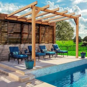 Pergola 3 m x 3 m adossée en bois lamellé collé