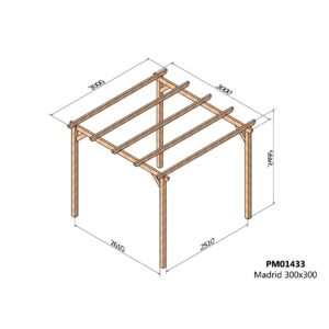 Pergola en bois massif carrée 3m x 3m