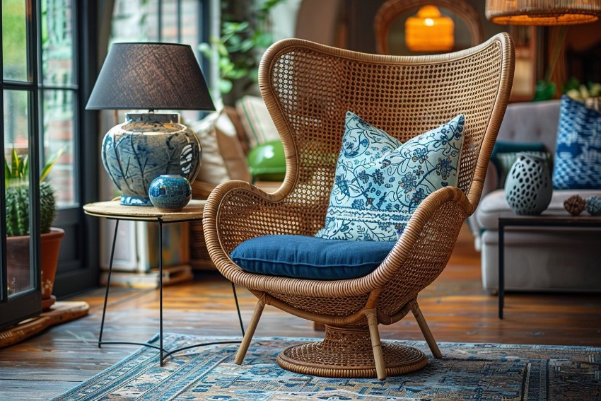 Fauteuil détente en rotin tressé