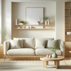 Ensemble de meubles de salon en bois style Japandi