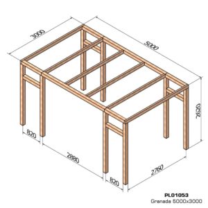 Pergola pour l'extérieur en bois 5 m x 3 m Granada