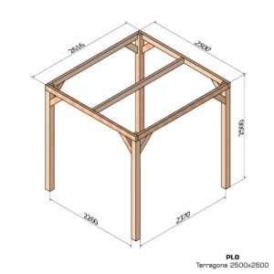 Pergola en bois autoportée avec dimensions Tarragona