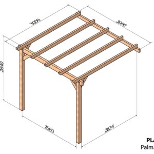 Pergola de terrasse adossée 3x3m Palma