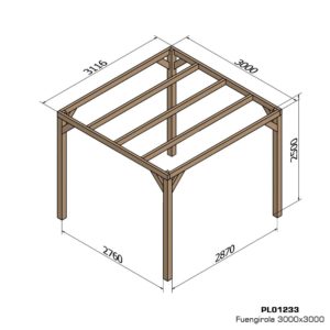 Croquis pergola de jardin bois avec ses dimension