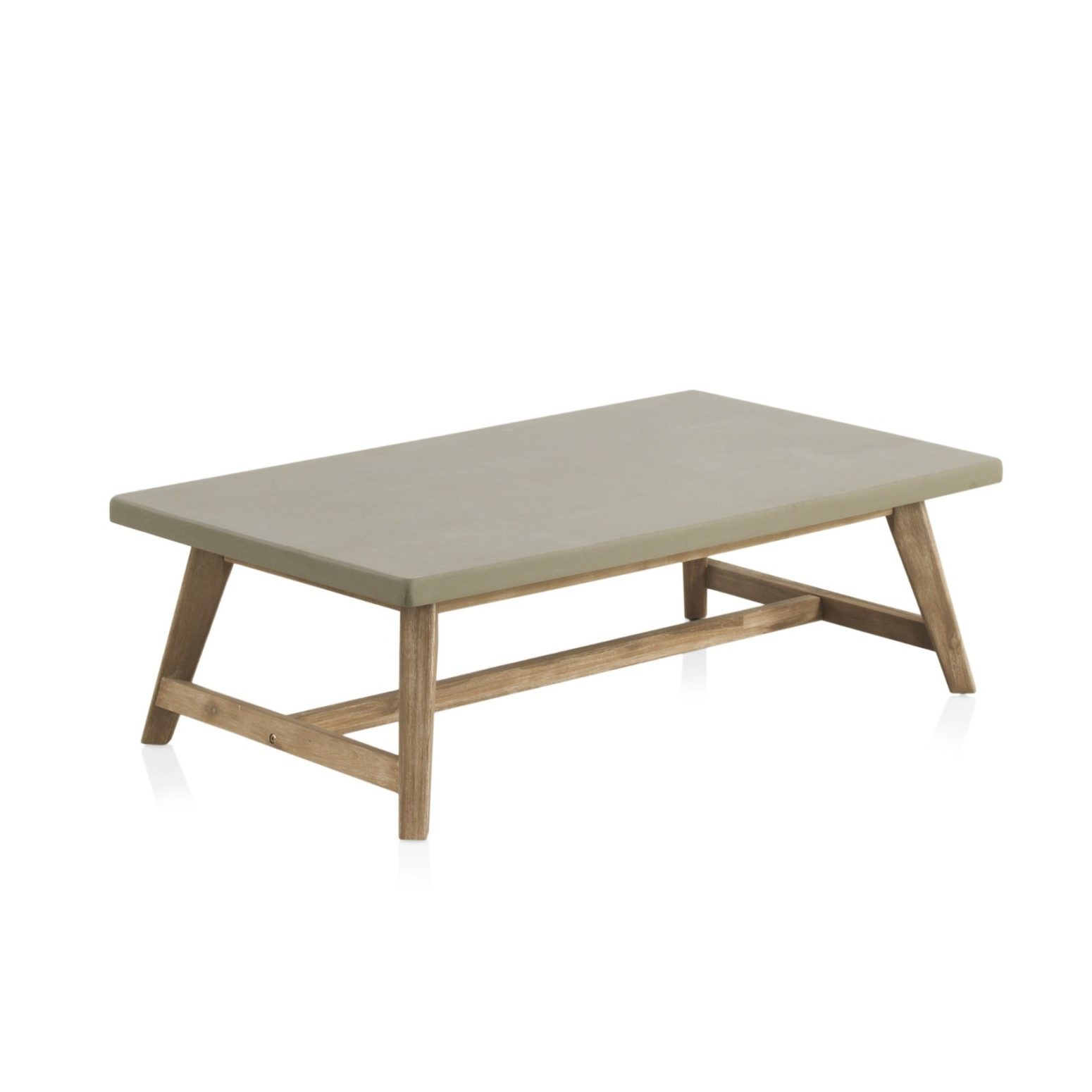 Table basse rectangle en bois avec plateau ciment
