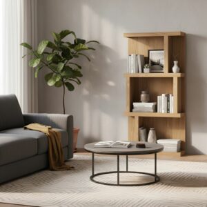 Bibliothèque largeur 60 cm x hauteur 124 cm en chêne naturel