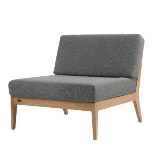 Fauteuil d'extérieur en teck avec coussins foncé