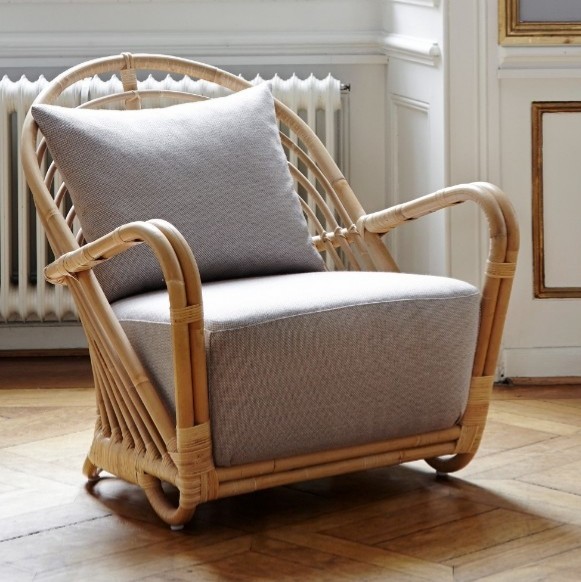 Fauteuil de salon en rotin vintage Charlottenborg