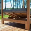 Lit 2 personnes de jardin en teck avec baldaquin