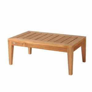 Table basse de salon de jardin rectangulaire en teck