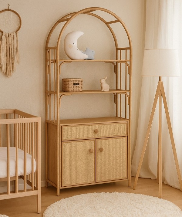 Étagère en rotin naturel haut de gamme pour la chambre d'enfant