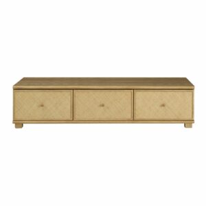 Grand meuble tv en rotin naturel 150 cm avec 3 tiroirs