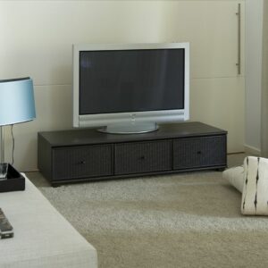 Meuble tv haut de gamme en rotin 150 cm 3 tiroirs