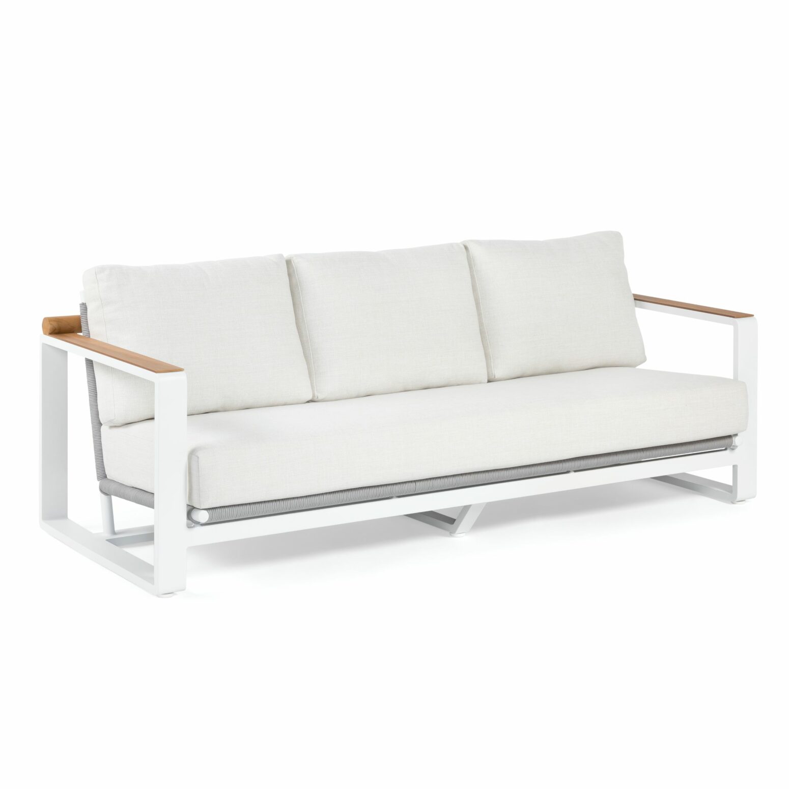 Canapé de jardin blanc en aluminium et bois