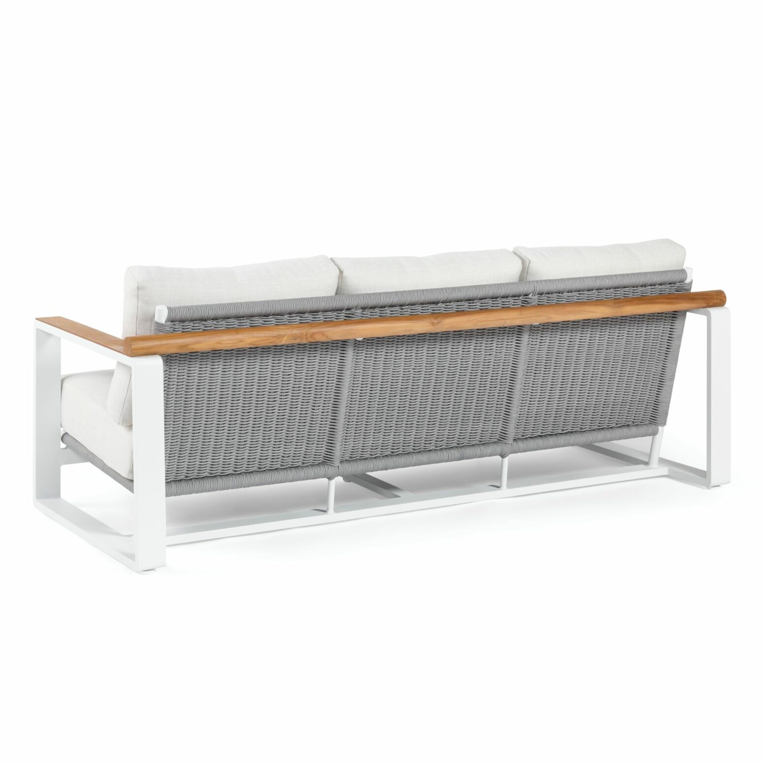 Canapé 3 places en aluminium blanc et corde