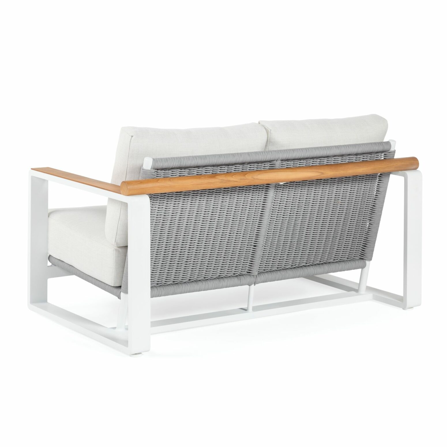 Canapé d'extérieur blanc en alu et bois