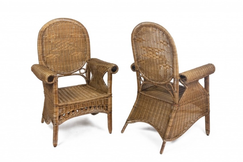 Ensemble de fauteuils en rotin Art Déco Vauclair