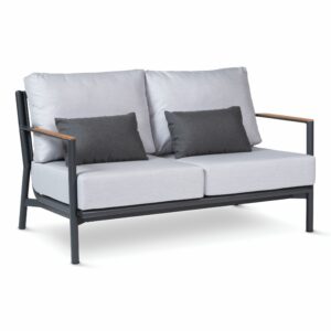 Canapé extérieur en aluminium gris 2 places