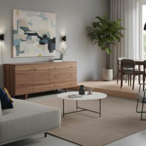 Buffet design en noyer pour la salle à manger 160 cm