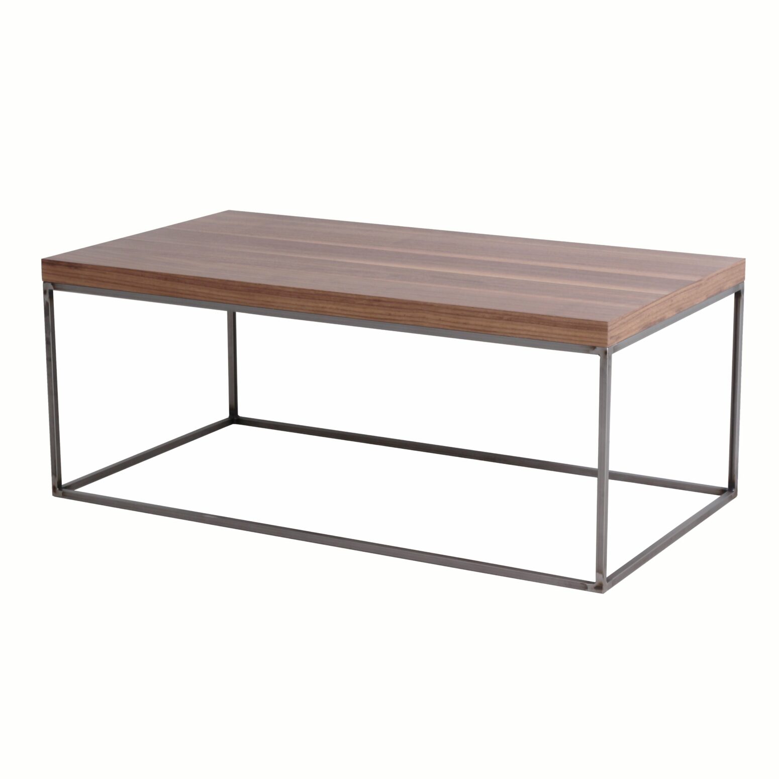 Table basse rectangle pieds métal et plateau noyer