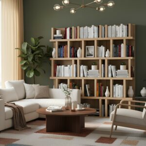 Ensemble de bibliothèques déstructurées en chêne naturel
