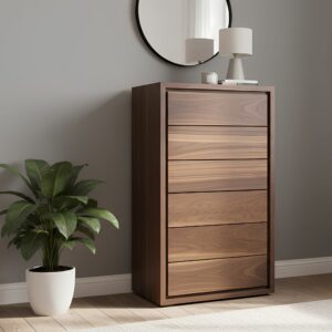 Chiffonnier en noyer design 6 tiroirs