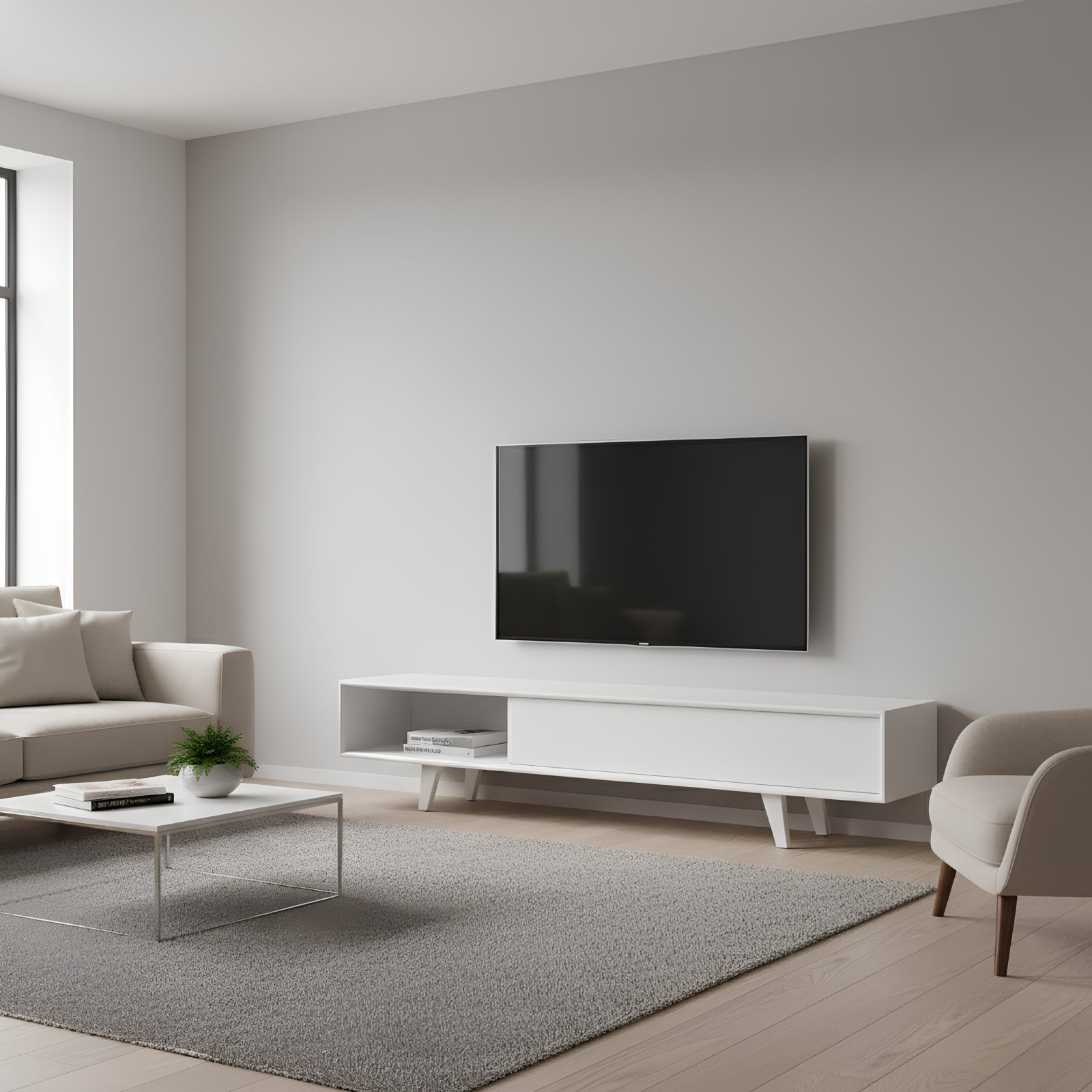 meuble tv laque blanc 180 cm