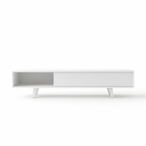 Meuble tv blanc laqué 180 cm scandinave