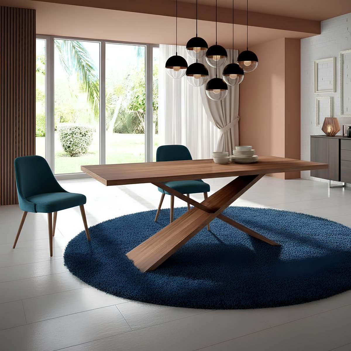 table de salle a manger design noyer rectangulaire Table moderne en noyer rectangulaire