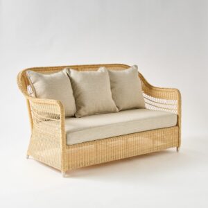 Canapé 2 places confortable pour extérieur en résine naturelle
