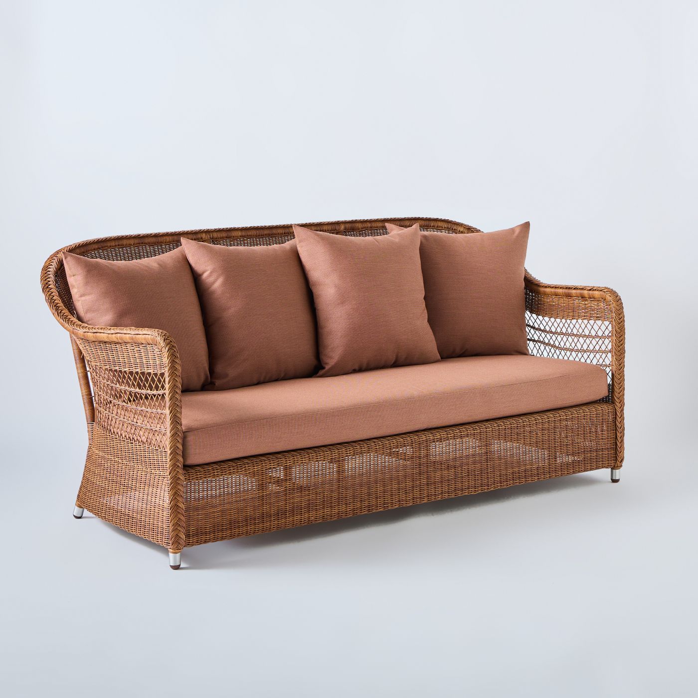 canape de jardin 3 places marron avec tissu terracotta Canapé Biarritz 3 places marron avec tissu terracotta