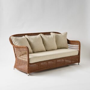 Canapé de salon de jardin Biarritz 3 places avec tissu gris